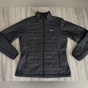 Patagonia Nano Puff Jacket Womens Large Black Puffer Coat Primaloft Great Condi